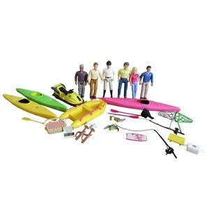 Mattel The House Kids Adventure Playset Toy Lot Figures Kayaks Fishing Raft
